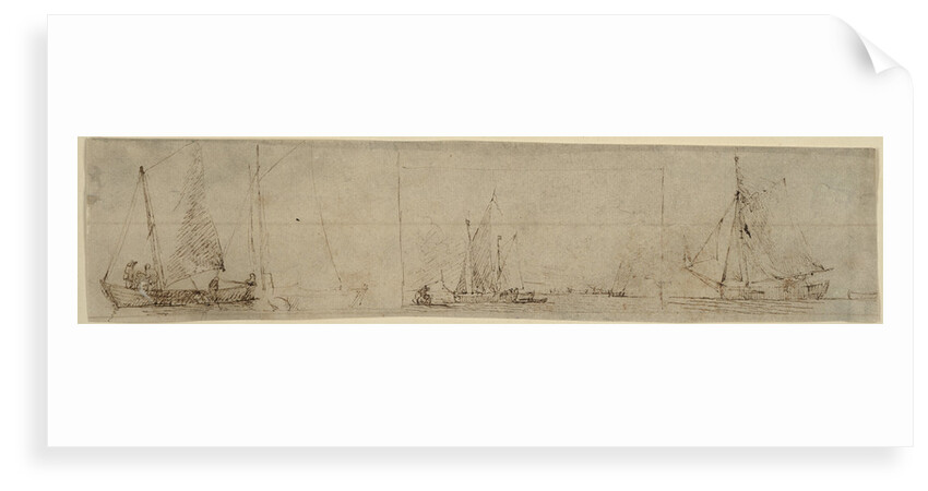Three studies of small fishing boats at sea by unknown