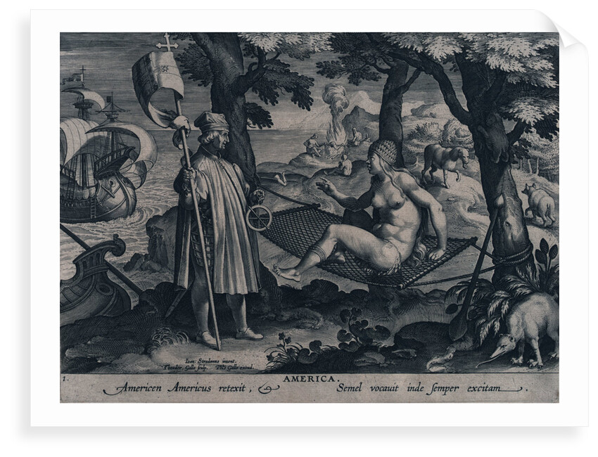 America. Americen Americus retexit, Semel vocauit inde semper exitam (the astrolabe) by Johannes Stradanus