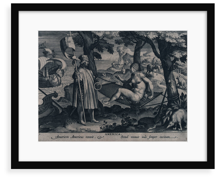 America. Americen Americus retexit, Semel vocauit inde semper exitam (the astrolabe) by Johannes Stradanus