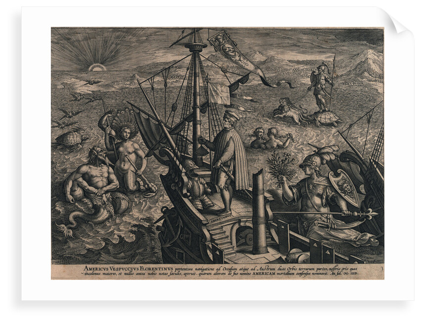 Americus Vespuccius Florentinus portentosa navigatione ad Occasum... (Voyage of Vespucci) by Unknown