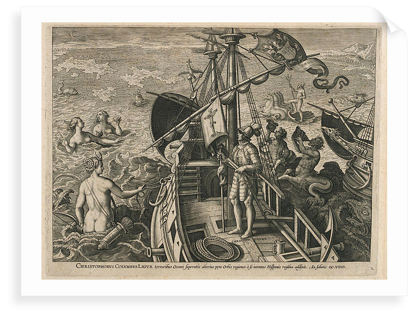 Christopher Columbus Ligur terroribus Oceani superatis alterius pene Orbis regiones a se inventas Hispanis regibus addixit by unknown