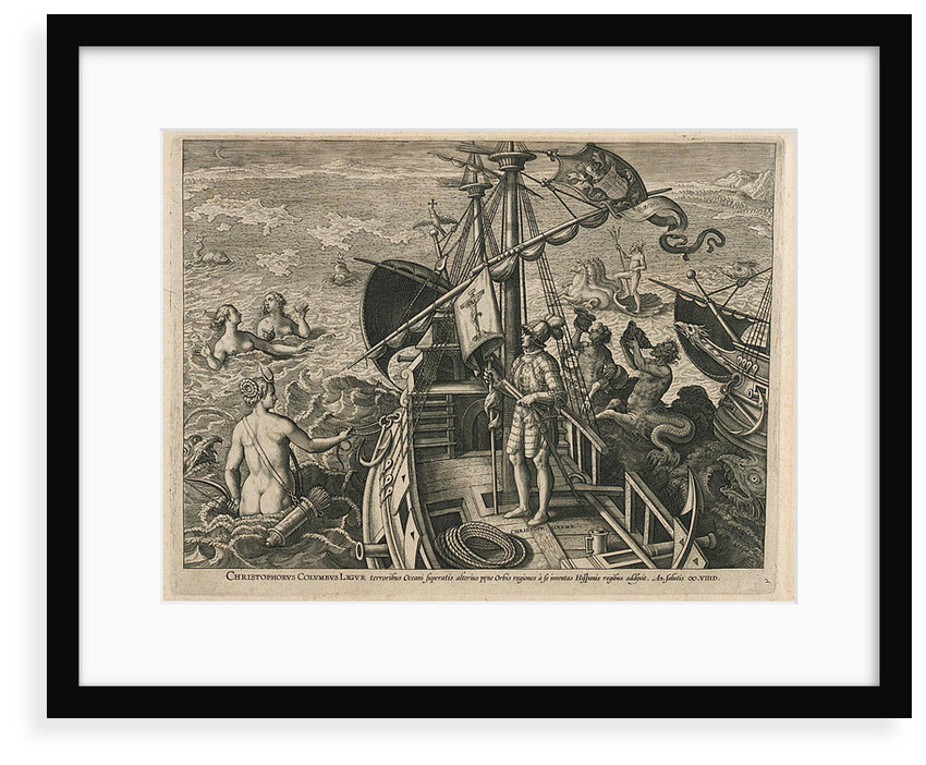 Christopher Columbus Ligur terroribus Oceani superatis alterius pene Orbis regiones a se inventas Hispanis regibus addixit by unknown