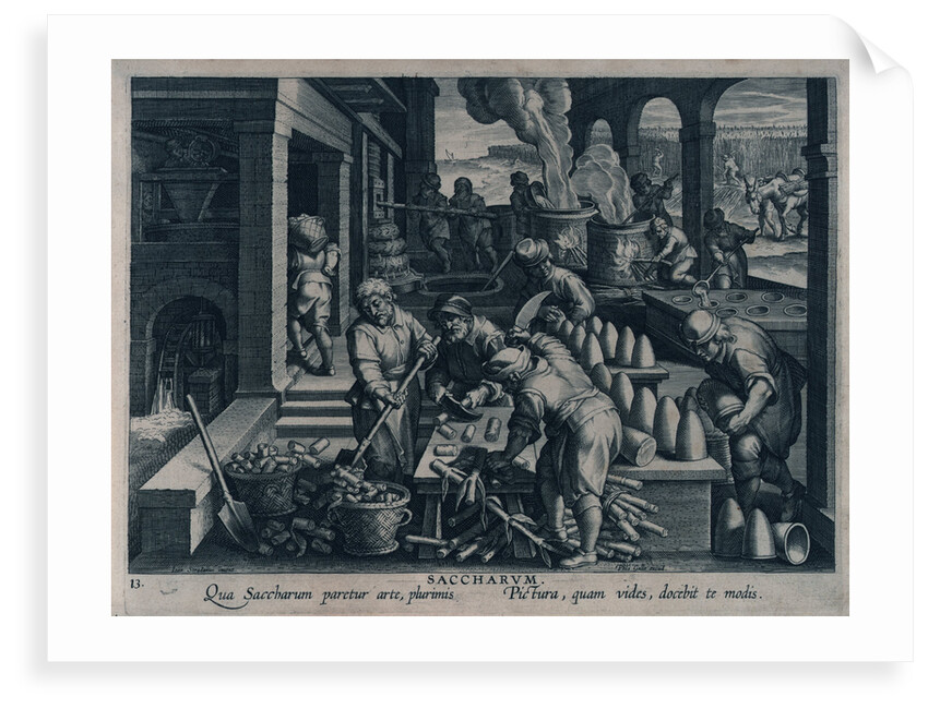 Saccharum. Qua Saccharum paretur arte, plurimis. Pictura, quam vides, docebit te modis. (Gunpowder) by Johannes Stradanus