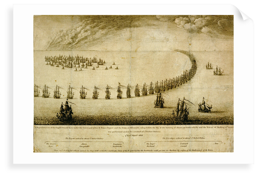 The English Navy running before the Vly, 1666 by Wenceslaus Hollar