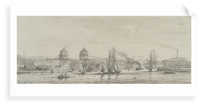 Greenwich Hospital from Blackwall reach, May 1871 by Auguste Ballin
