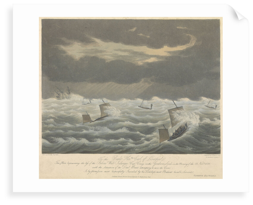 Aquatint of the loss of the West Indiaman 'Belina' on the 23rd of November1824 by George Haywood