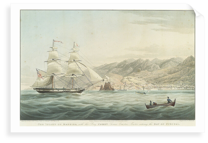 The Island of Madeira with the Brig Comet Thomas Ormston Master entering the Bay of Funchal by William John Huggins