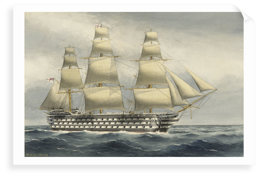 HMS Victoria Last of the sea going 3 deckers. Paid off at Portsmouth from Mediterranean Oct 1867 by W. Mackenzie Thomson