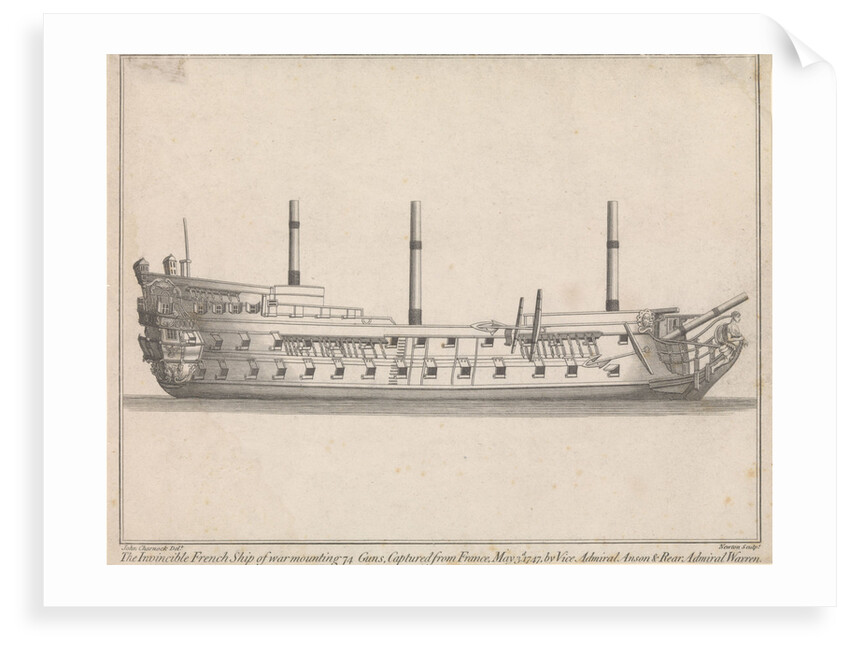 The Invincible French Ship of War mounting 74 Guns, Captured from France, May 3d 1747, by Vice Admiral Anson & Rear Admiral Vernon by John Charnock