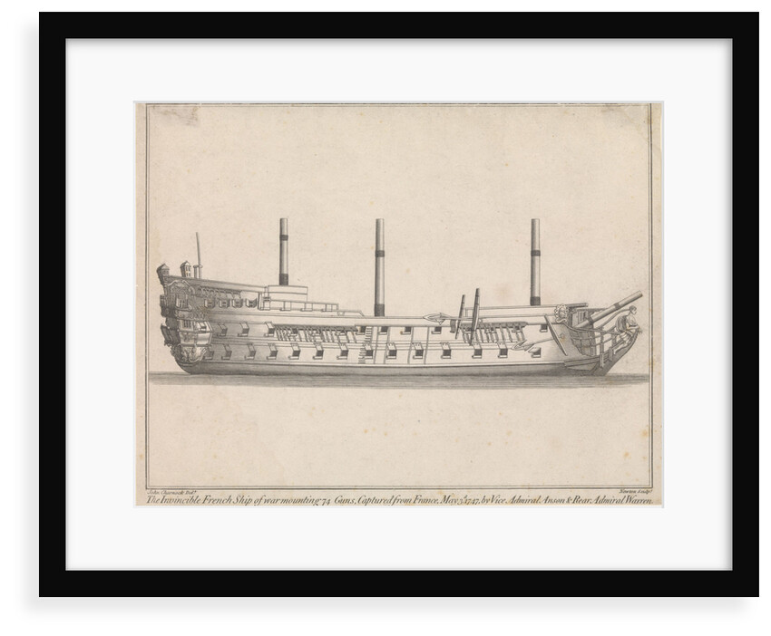 The Invincible French Ship of War mounting 74 Guns, Captured from France, May 3d 1747, by Vice Admiral Anson & Rear Admiral Vernon by John Charnock