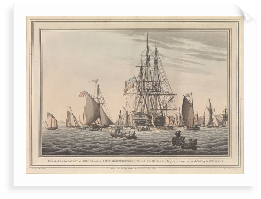 Bonaparte in Torbay, at anchor, on board HMS 'Bellerophon' by George Tobin