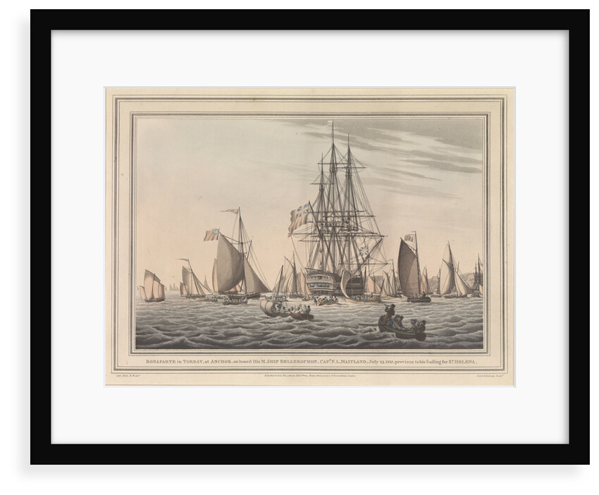 Bonaparte in Torbay, at anchor, on board HMS 'Bellerophon' by George Tobin