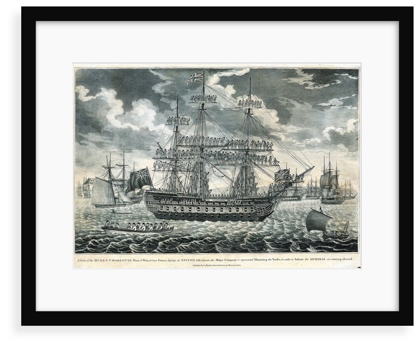 A view of the man-of-war 'Queen Charlotte', 100 guns, laying at Spithead by John Fairburn