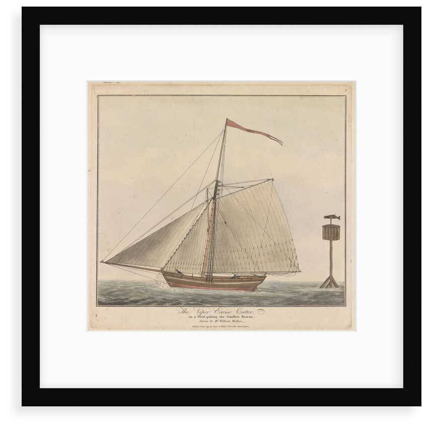 The 'Viper' Excise Cutter on a wind, passing the Gunfleet Beacon by William Wallace