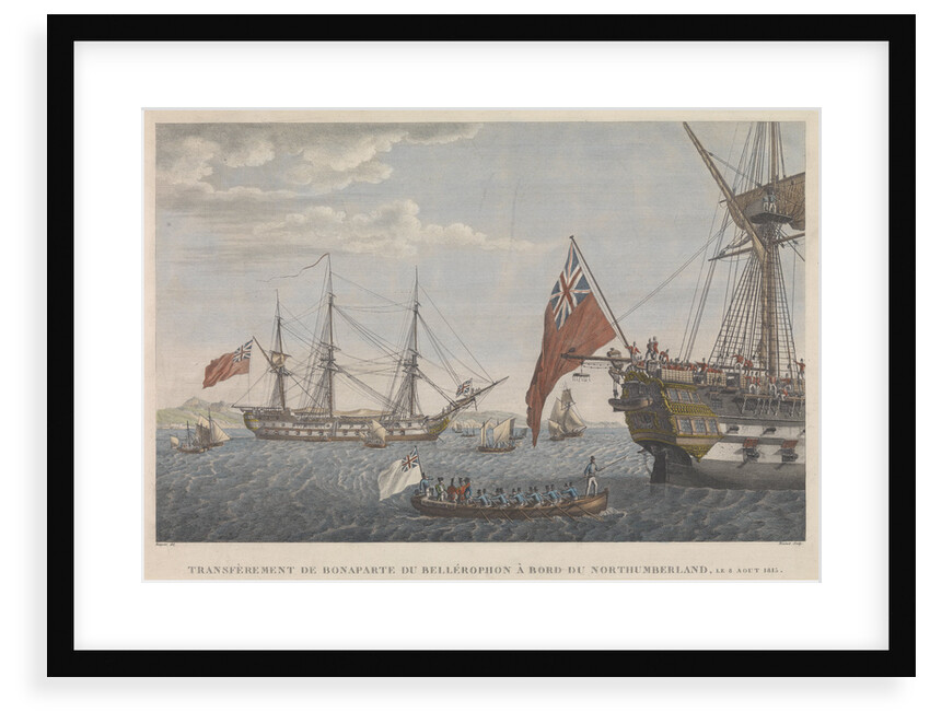Transfer of Bonaparte from the HMS 'Bellerophon' (1786) to the HMS 'Northumberland' (1798) August 8, 1815 by Baugean