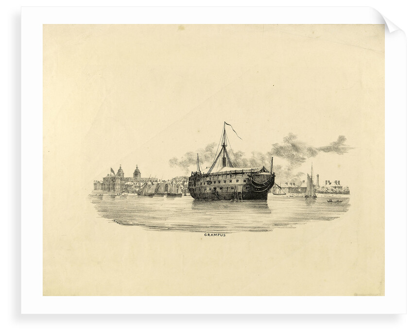 HMS 'Grampus' as a hulk by W. Porden Kay