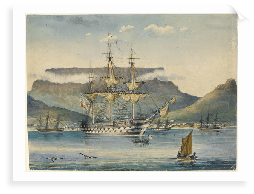 HMS 'Jupiter' (1813) at Table Bay, as a troop ship by J.F. W.
