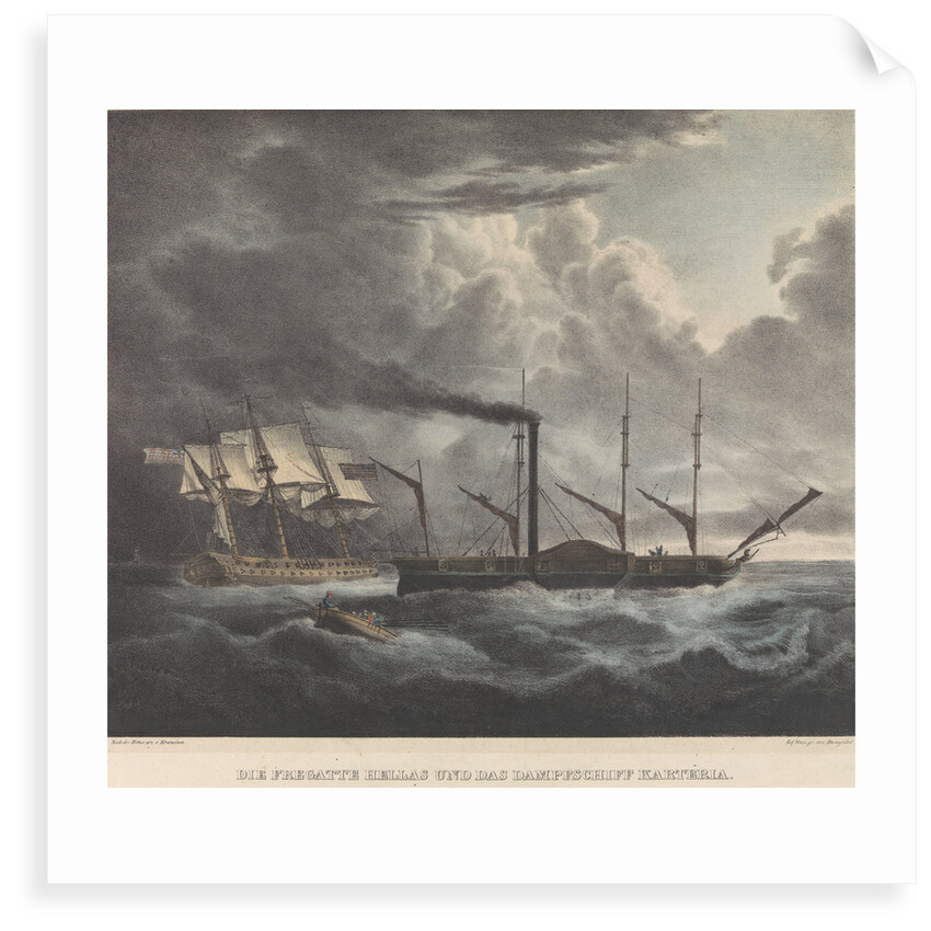 The frigate 'Hellas' and the steamship 'Karteria' by Krazeisen