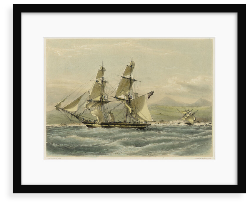 HM brig 'Frolic', 16 guns, slaver driven on shore, coast of Brazil by John Vernon