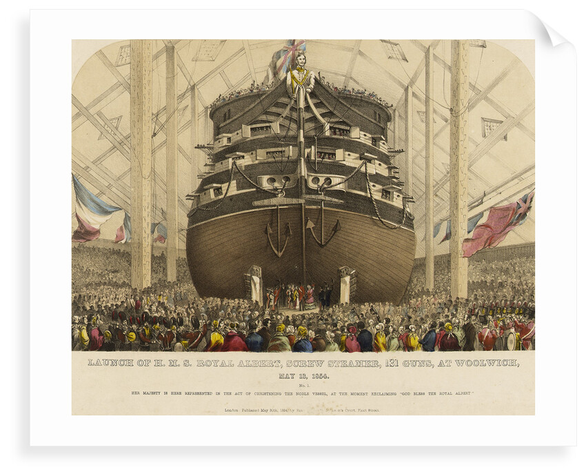 Launch of HMS 'Royal Albert' screw steamer, 131 guns, at Woolwich, 13 May 1854 by Read & Co