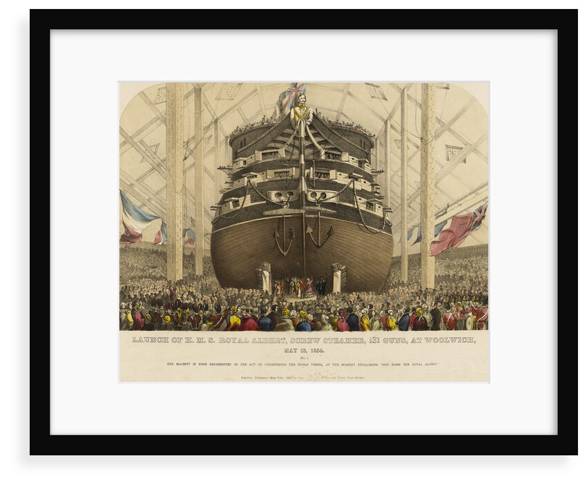 Launch of HMS 'Royal Albert' screw steamer, 131 guns, at Woolwich, 13 May 1854 by Read & Co