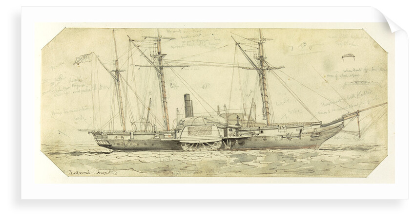 HMS 'Driver' at Ledsund, Aland Islands, 3 August 1854 by Oswald Walter Brierly