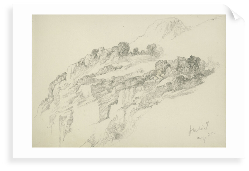Study of mountainous wooded landscape (on reverse and inverted) by John Brett