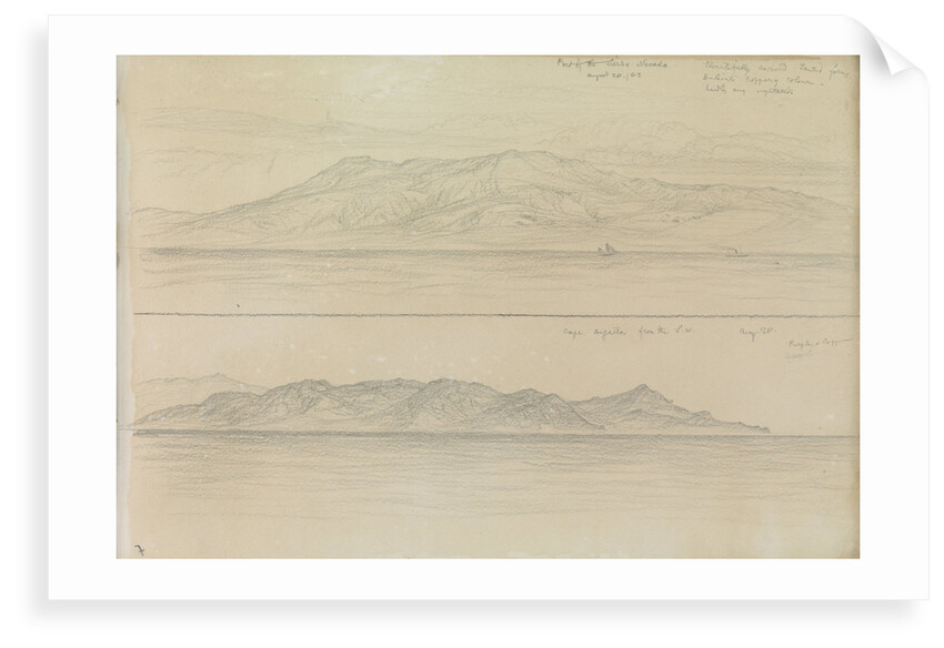 Sketch of a distant view of part of the Sierra Nevada and Cape Degatta by John Brett