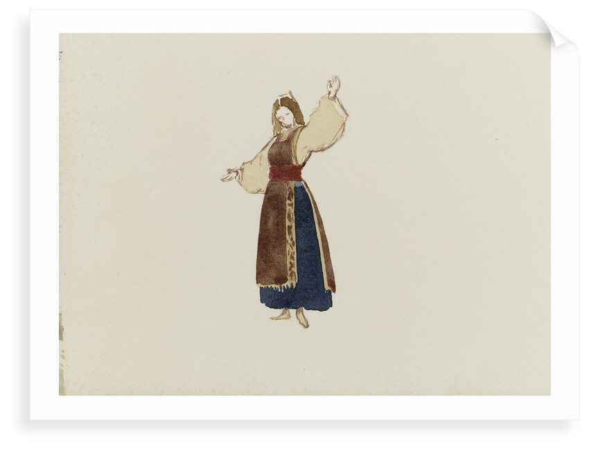 Sketch of a girl in traditional costume (inverted) by John Brett