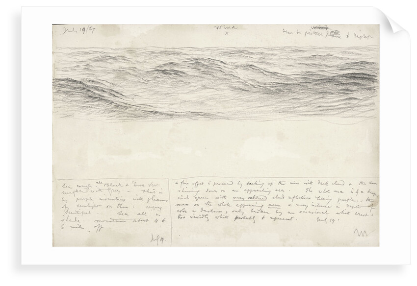 Sketch of sea with shallow waves by John Brett