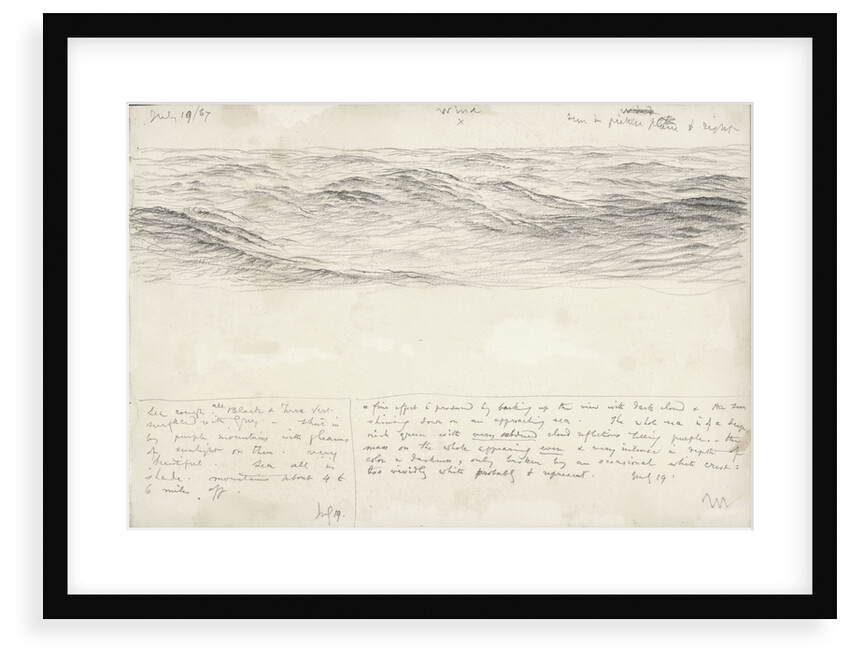 Sketch of sea with shallow waves by John Brett