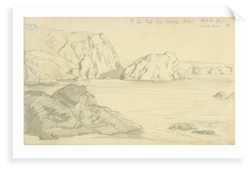 The Lion Rock from Aspasegas? Island, 4 October 1870 (on reverse) by John Brett