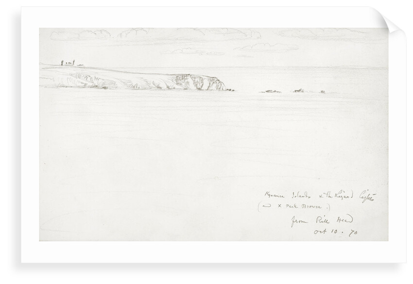Sketch of a flat coastal view in Cornwall by John Brett