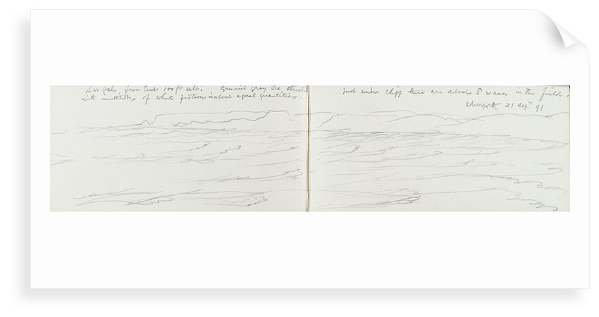 Sailing vessel 'Three Sisters' and two birds in flight at Aberporth (on reverse) by John Brett