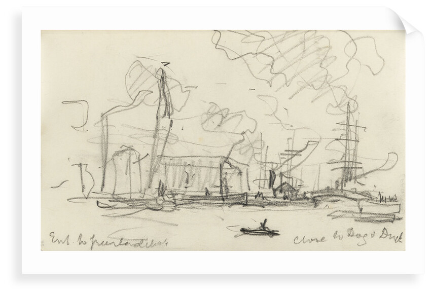 Rough sketch of busy Thames scene by Nelson Dawson