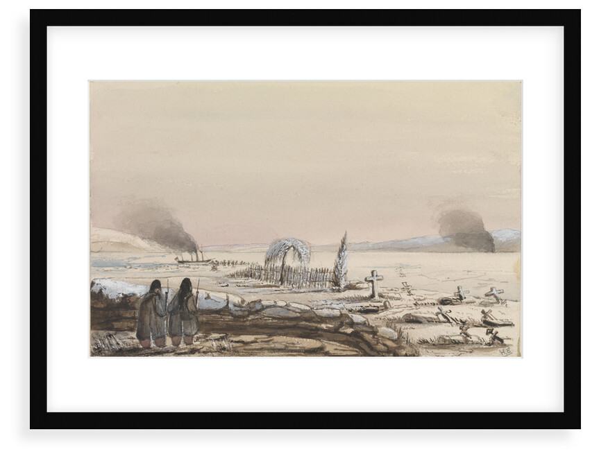 The Cemetry, Kinburn, 1855. HMS 'Tribune' cutting through the ice on the Dnieper by Harry Edmund Edgell