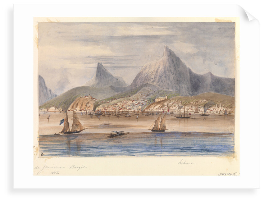 View of Rio de Janiero - Brazil 1856 showing HMS 'Tribune' at anchor by Harry Edmund Edgell