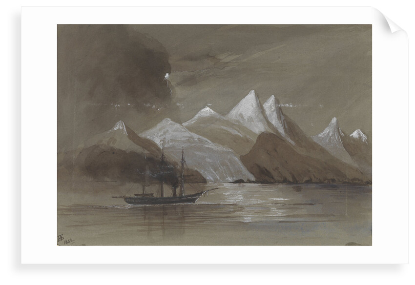 HMS 'Tribune' off Mount Sacramento 7000 ft high Magellan Straits S. America by Harry Edmund Edgell