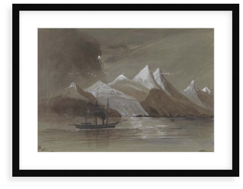 HMS 'Tribune' off Mount Sacramento 7000 ft high Magellan Straits S. America by Harry Edmund Edgell