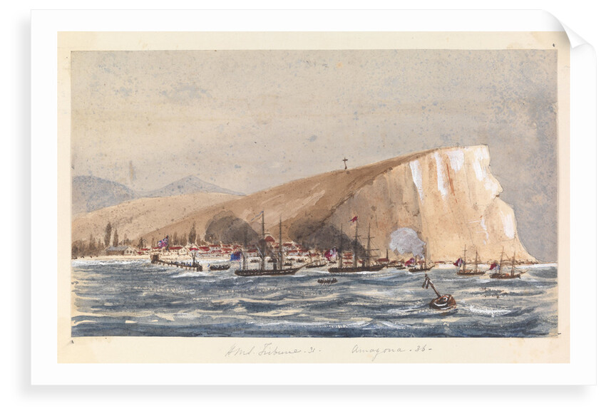 Sea attack on a coastal town by Harry Edmund Edgell
