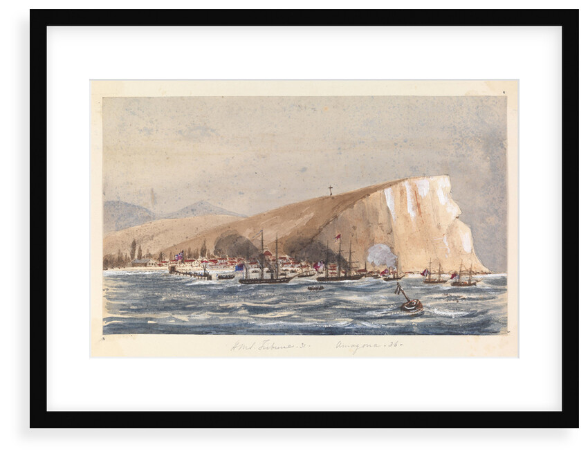Sea attack on a coastal town by Harry Edmund Edgell
