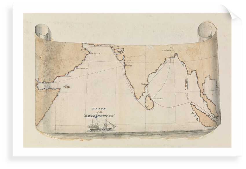 Illustrated map of the track of the 'Retribution' by Harry Edmund Edgell