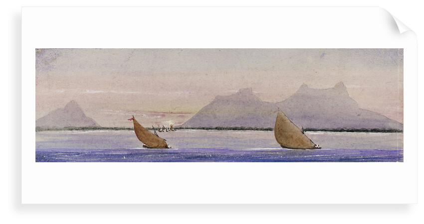 Coastal view with sailing vessels by Harry Edmund Edgell