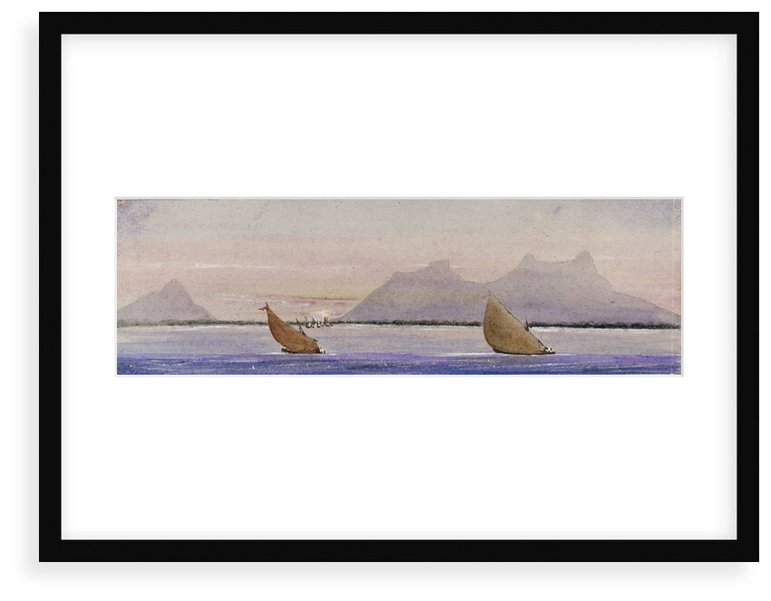 Coastal view with sailing vessels by Harry Edmund Edgell