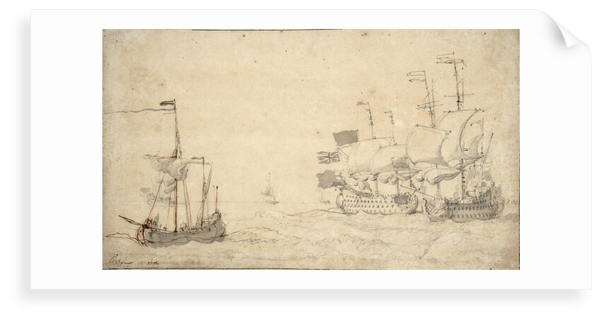 A ketch and two English ships in a breeze by Willem van de Velde the Elder