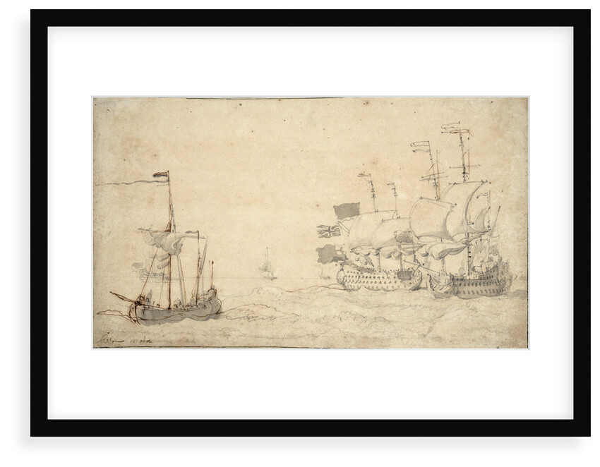 A ketch and two English ships in a breeze by Willem van de Velde the Elder