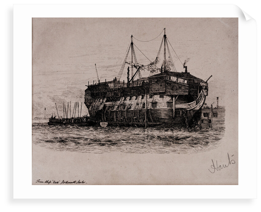Prison Ship 'York' in Portsmouth Harbour by Edward William Cooke