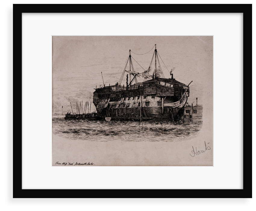 Prison Ship 'York' in Portsmouth Harbour by Edward William Cooke