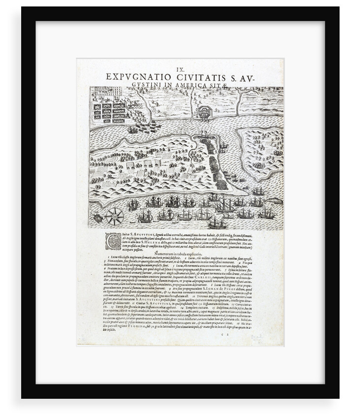 Drake's capture of St Augustine, Florida, May 1586 by Johannus Theodorus de Bry