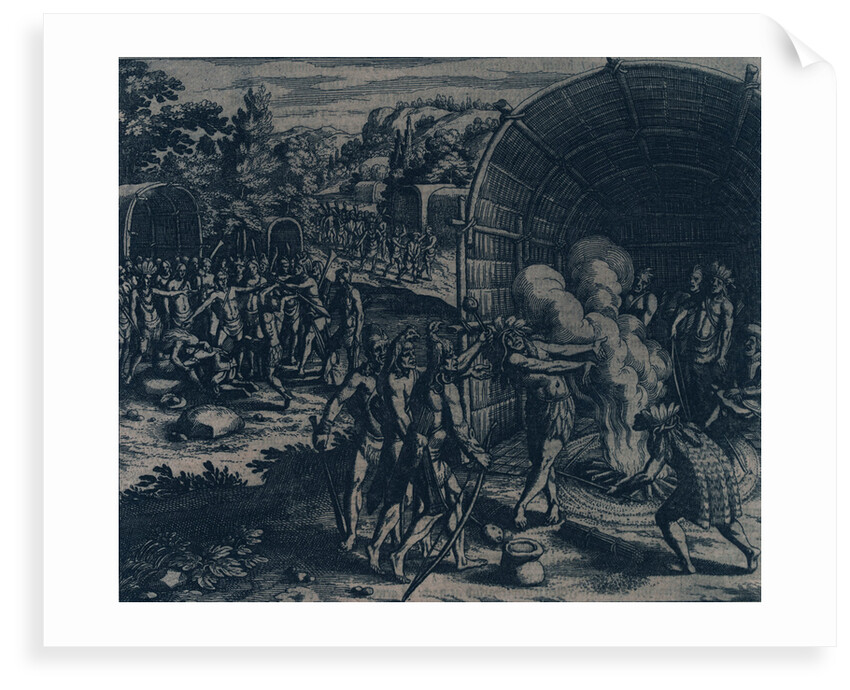Virginia, 1607. Capture of Captain John Smith and barbarous dances of his Indian captors by Gottfried